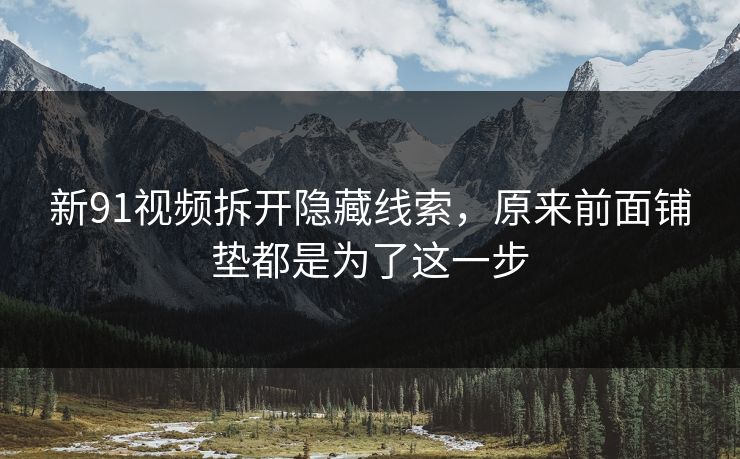 新91视频拆开隐藏线索,原来前面铺垫都是为了这一步