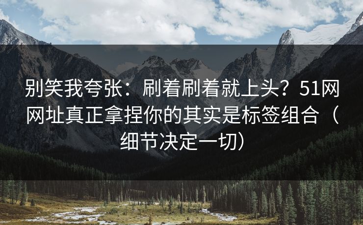 别笑我夸张:刷着刷着就上头?51网网址真正拿捏你的其实是标签组合(细节决定一切)
