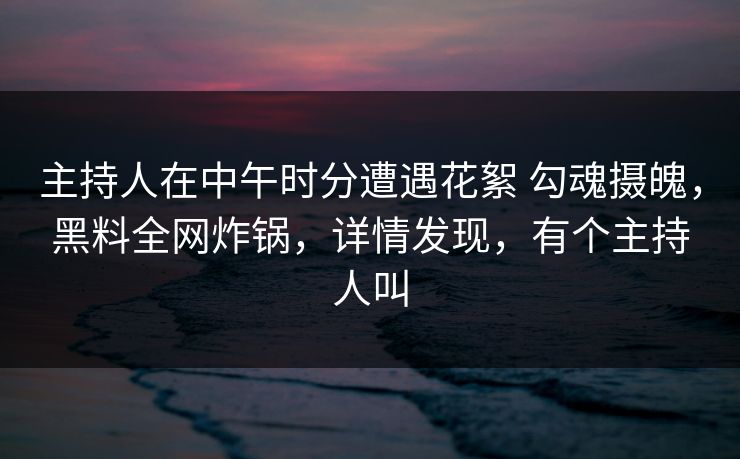 主持人在中午时分遭遇花絮 勾魂摄魄，黑料全网炸锅，详情发现，有个主持人叫