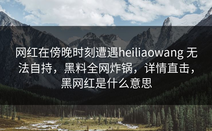 网红在傍晚时刻遭遇heiliaowang 无法自持，黑料全网炸锅，详情直击，黑网红是什么意思