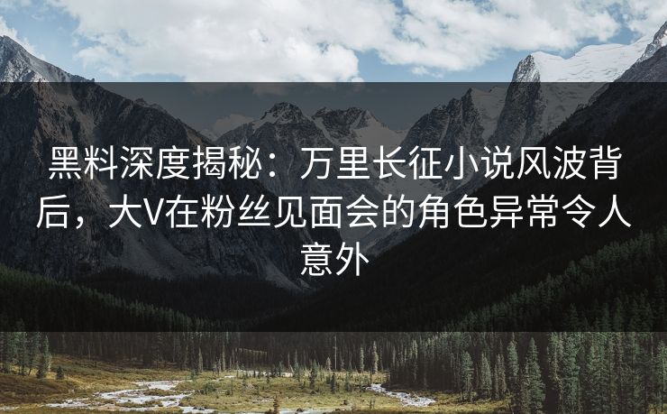黑料深度揭秘：万里长征小说风波背后，大V在粉丝见面会的角色异常令人意外