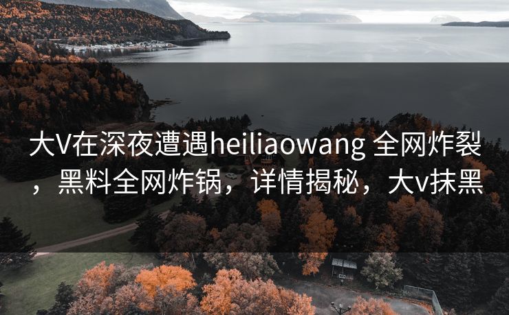 大V在深夜遭遇heiliaowang 全网炸裂,黑料全网炸锅,详情揭秘,大v抹黑